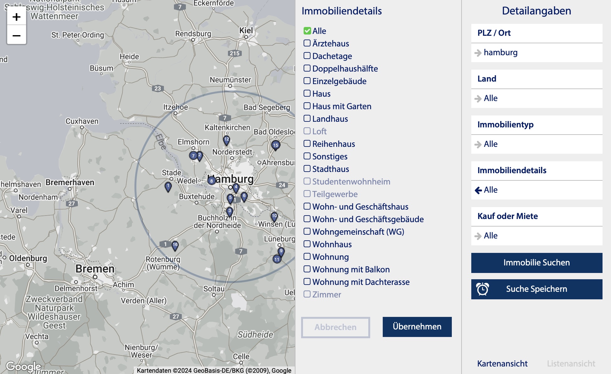 Auswahl Immobiliendetails für Ärzte
