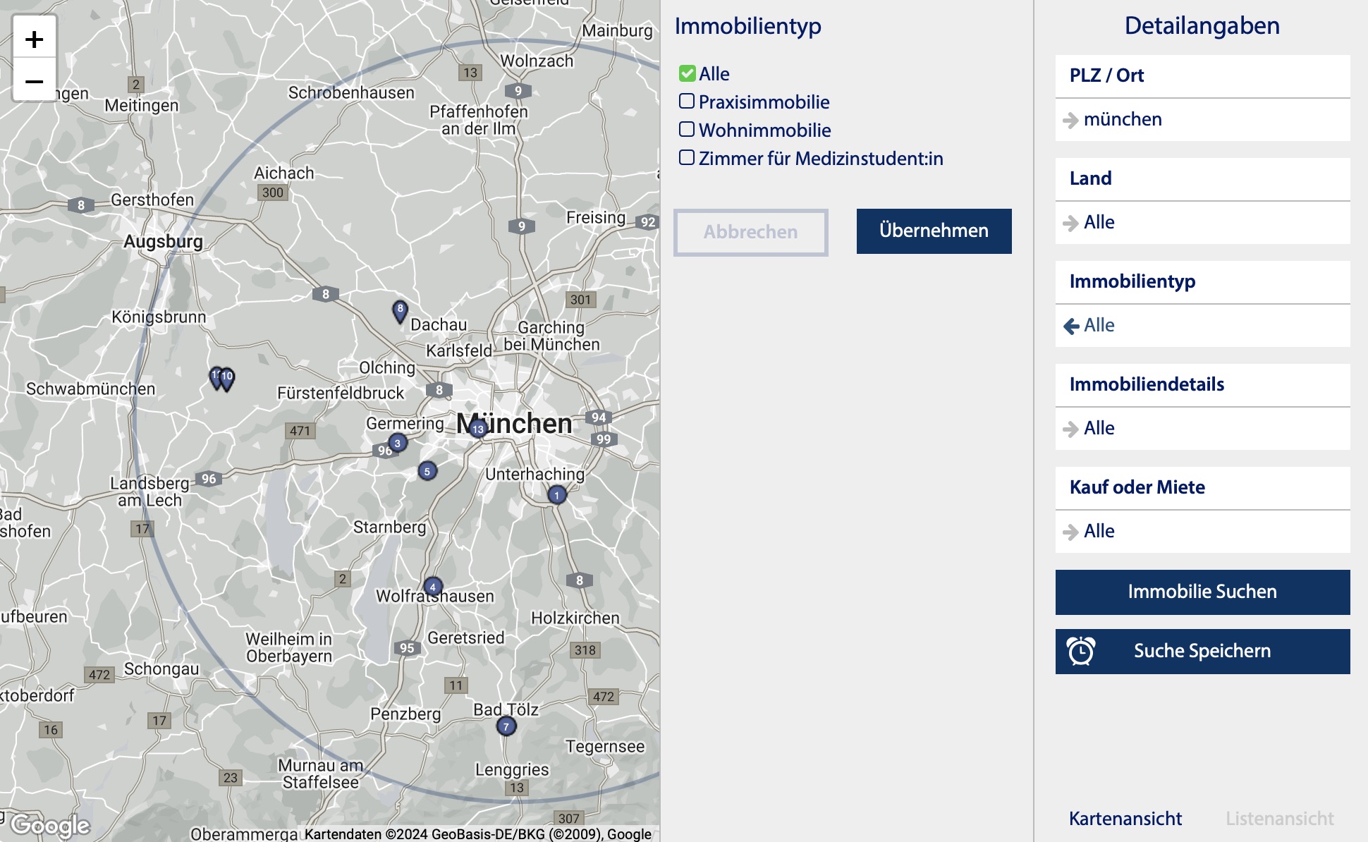 Auswahl Immobilientyp für Ärzte