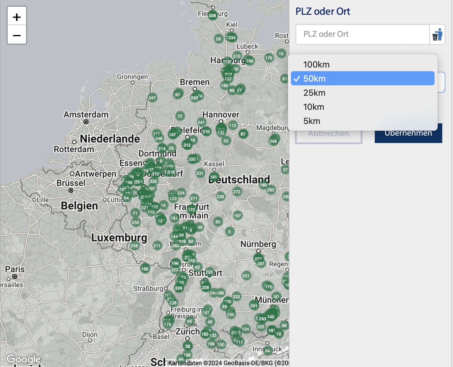 Suchradius Stellenangebote für Ärzte